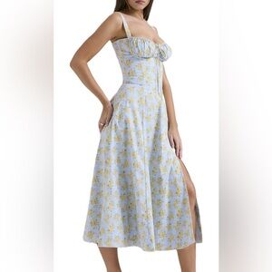 Floral Blue and Yellow Maxi Dress